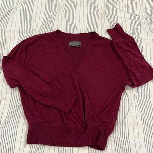 Anthropologie heathered burgundy wrap sweater